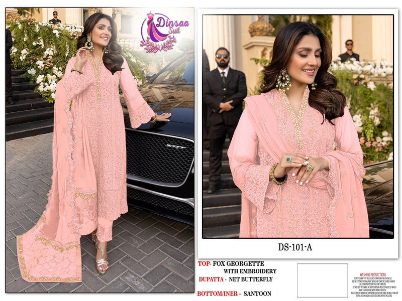 Dinsaa Suit  Dno 101 A Georgette With Net Butterfly Embroidery Stylish Designer Salwar Suit