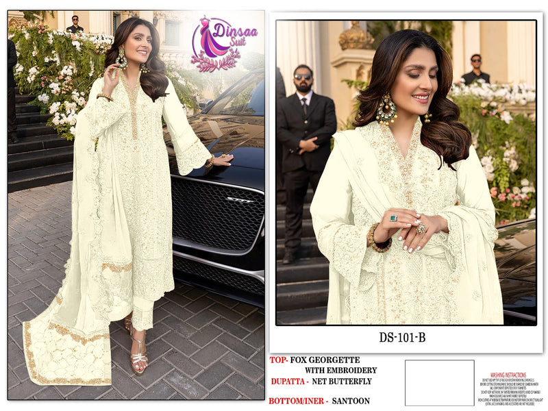 Dinsaa Suit  Dno 101 B Georgette With Net Butterfly Embroidery Stylish Designer Salwar Suit