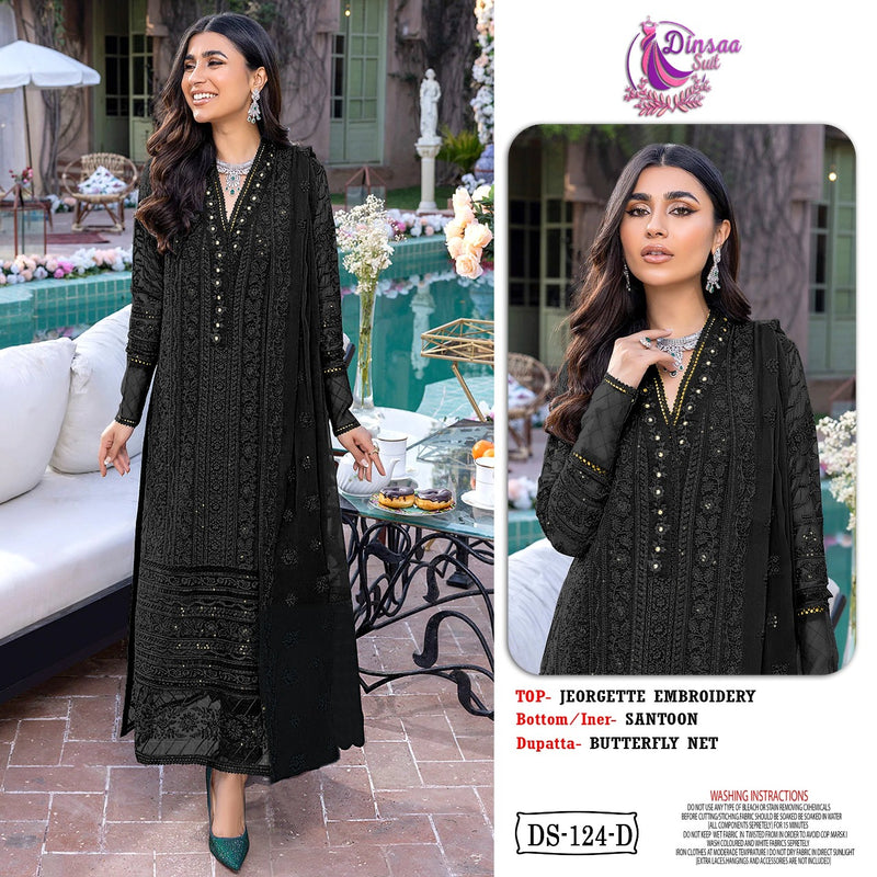 Dinsaa Dno 124 D Georgette With Heavy Embroidery Work Stylish Designer Party Wear salwar Kameez