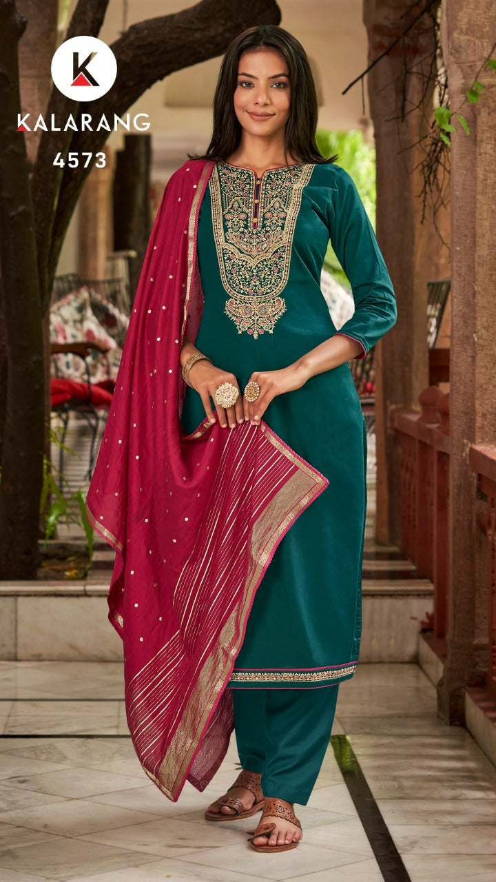 Kalarang Ladli Jam Silk With Heavy Beautiful Work Stylish Designer Festive Wear Salwar Suit