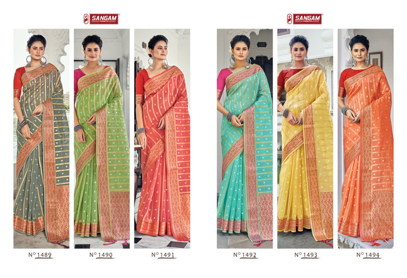Sangam Prints Saraswati Organza Stylish Designer Festival Wear Heavy Look Sarees