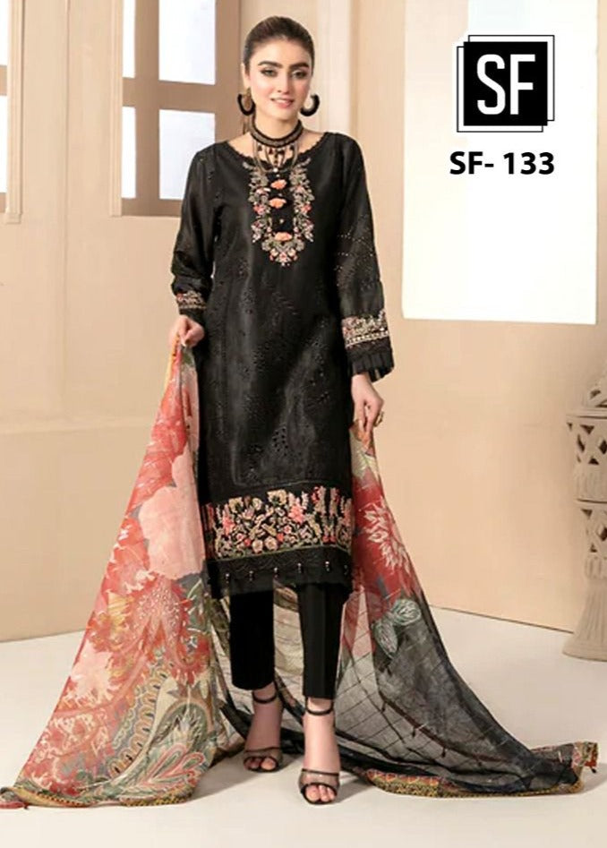 Sf Fashion Dno 133 Cambric Cotton With heavy Embroidery Work Stylish Designer Attractive Look Salwar Kameez