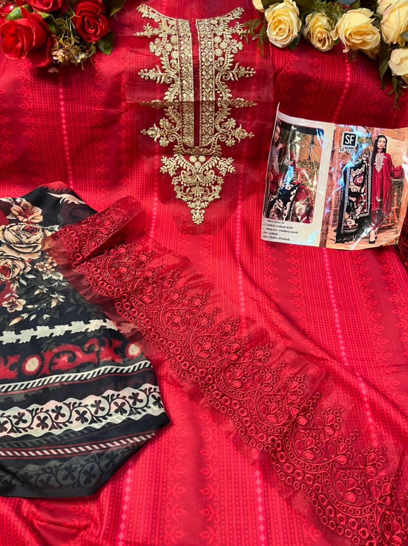 Sf Dno 120 Cambric Cotton Stylish Designer Wear Salwar Kameez