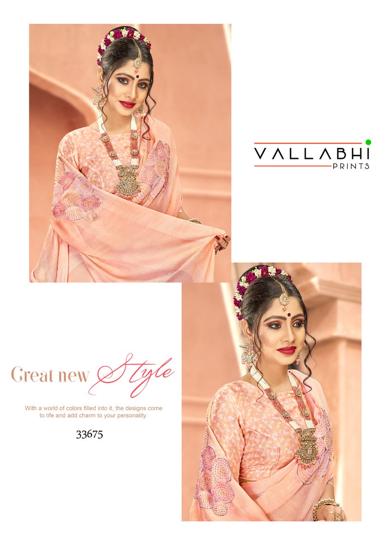 Vallabhi Print Aakar Moss Chiffon Stylish Designer Festival Gorgeous Look Saree