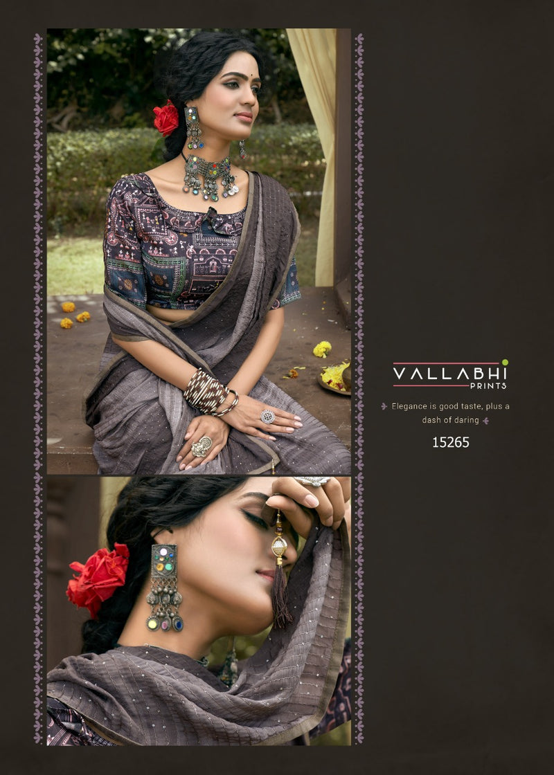 Vallabhi Print Aalia Kasturi Crape Stylish Designer Party Wear Sarees