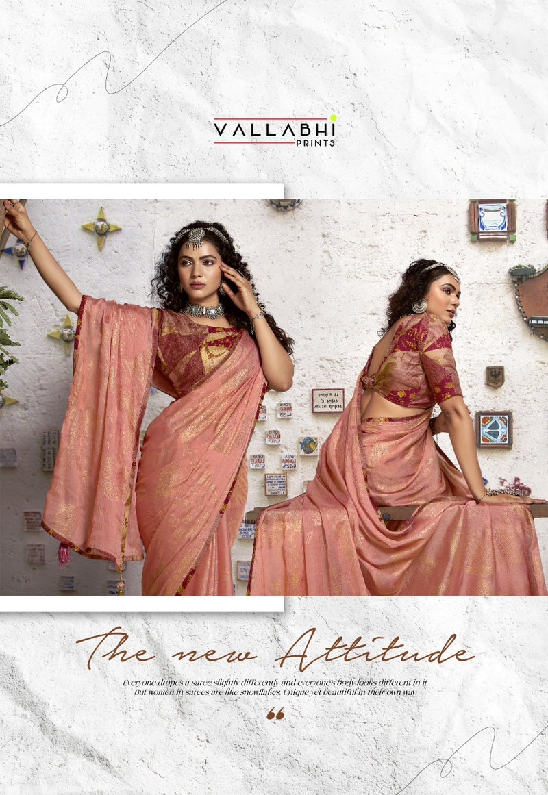 Vallabhi Print Shanaya Chinnon Chiffon Stylish Designer Party Wear Sarees