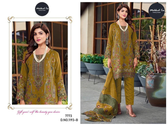 Mehboob Tex 1193 B Organza Heavy Embroidery Work Salwar Kameez