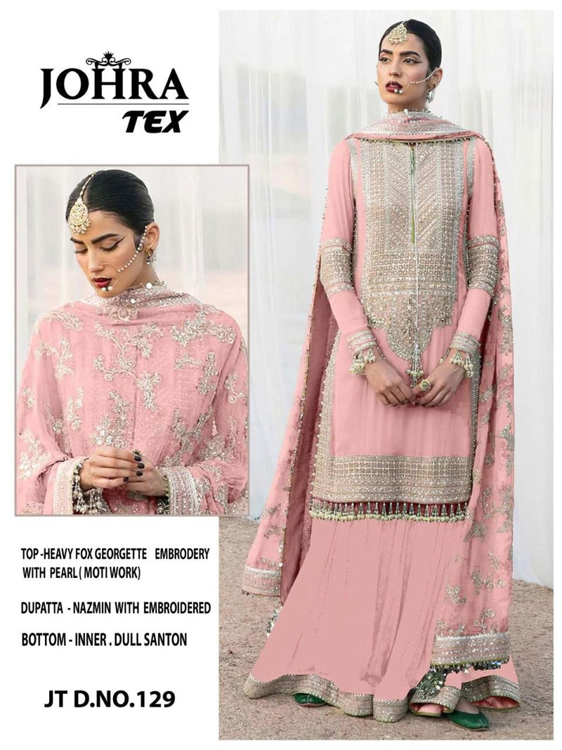 Jt D No 129 Fox Georgette Embroidered With Beautiful Work Suit Collection
