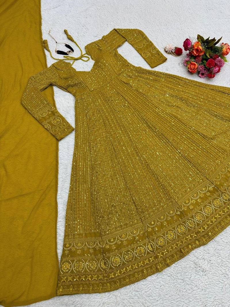 Bp D NO 1353 Georgette With Thred Sequcence Work Fancy Long Anarkali Gown