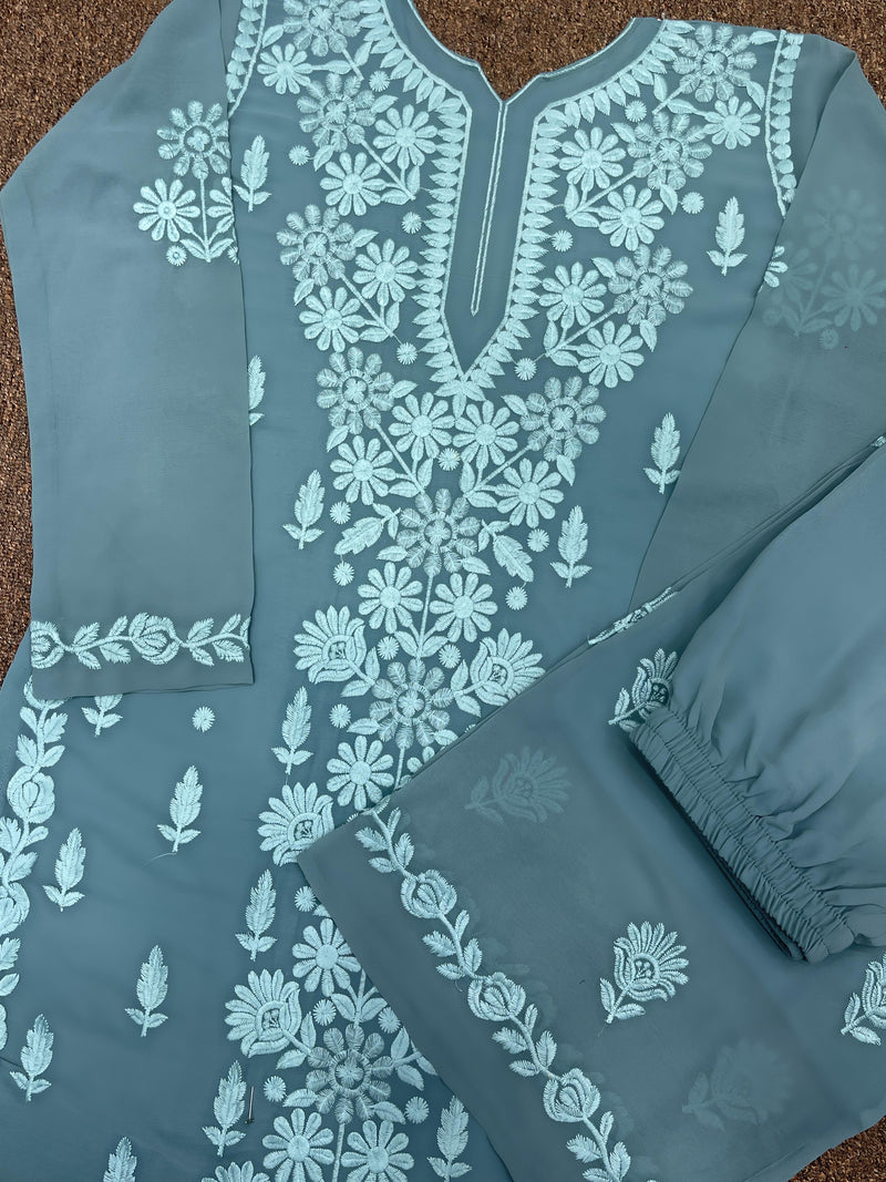 Hk D No 1574 Georgette With Embroidery Work Casual Wear Long Kurti