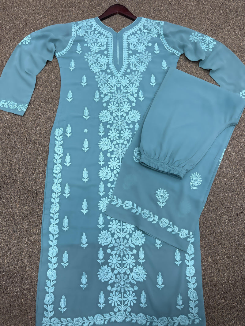 Hk D No 1574 Georgette With Embroidery Work Casual Wear Long Kurti