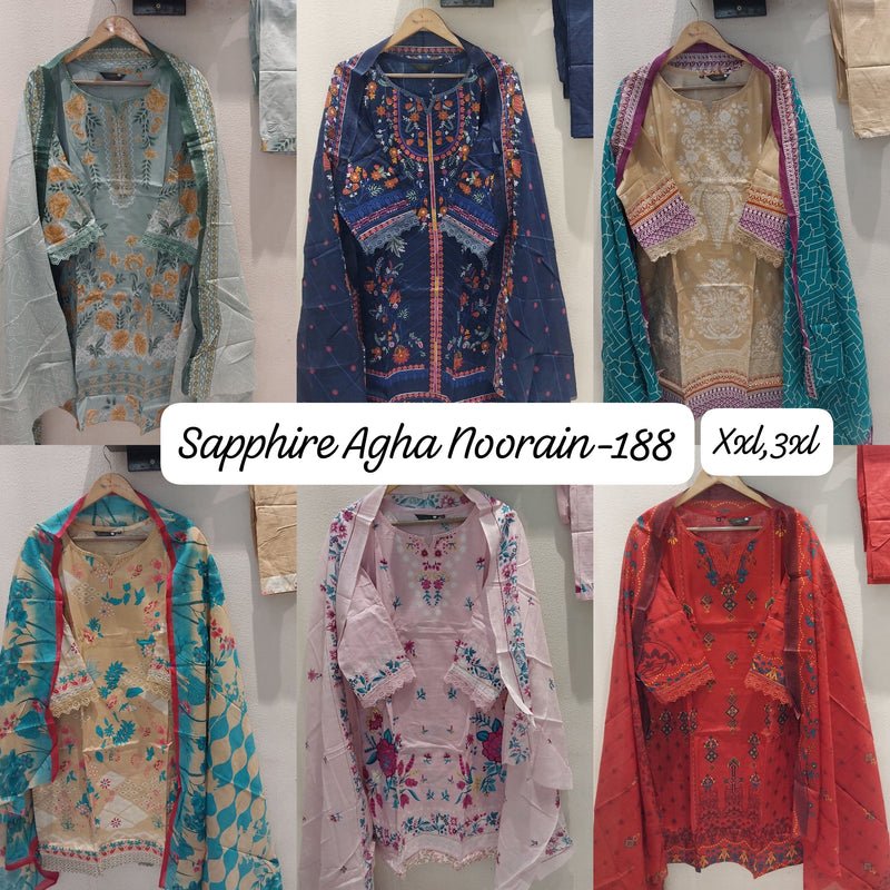 Sapphire Agha Noorain 188 Pure Lawn Cotton Printed Pret Kurti