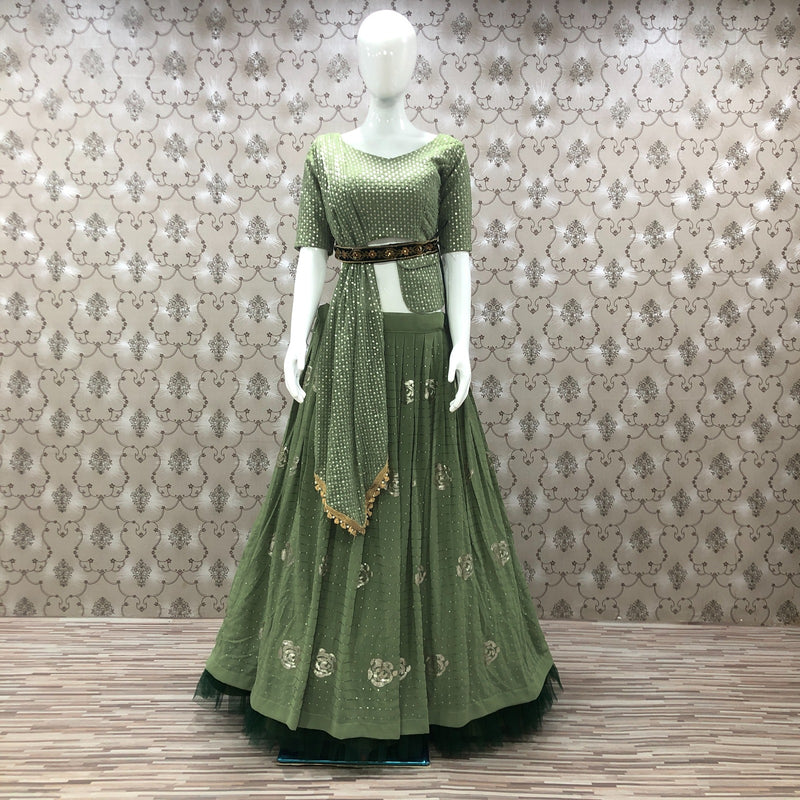 Ab D No 506 Georgette Embroidery With Heavy Work Designer Lehnga Cholis