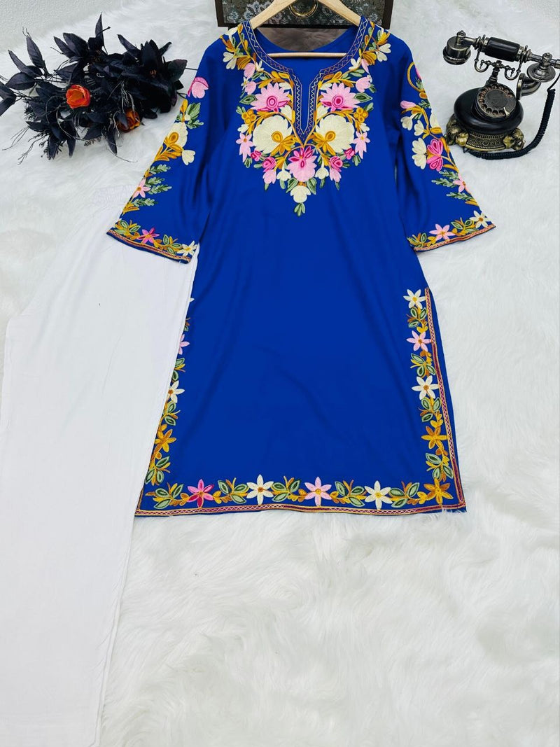 Bp 9277 Viscose With Embroidery Work Designer Fancy Short Kurti With Pant