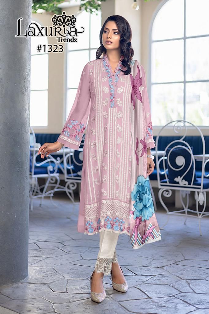 Laxuria Trends Dno 1323 Faux Georgette Embroidered Work Pret Kurti