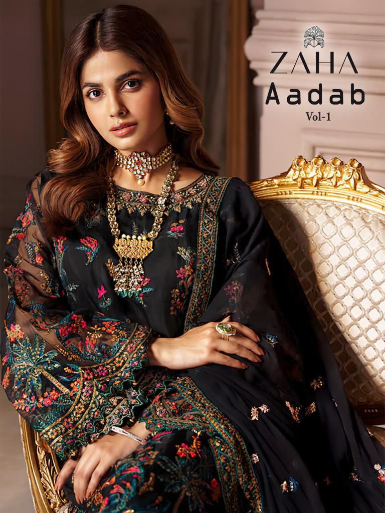 Zaha Aadab Vol 1 Georgette With Embroidery Pakistani Suit Collection