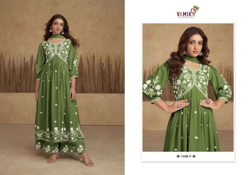 Vamika Aadhira Vol 6 Silver Rayon Lakhnawi Style Kurti With Plazzo