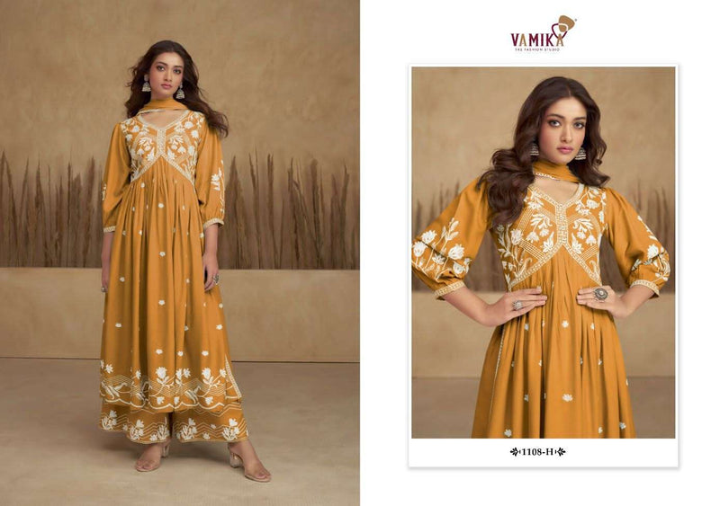 Vamika Aadhira Vol 6 Silver Rayon Lakhnawi Style Kurti With Plazzo