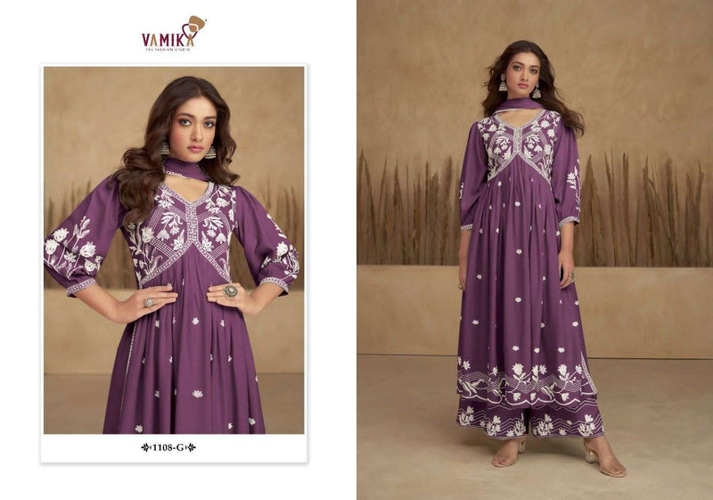 Vamika Aadhira Vol 6 Silver Rayon Lakhnawi Style Kurti With Plazzo