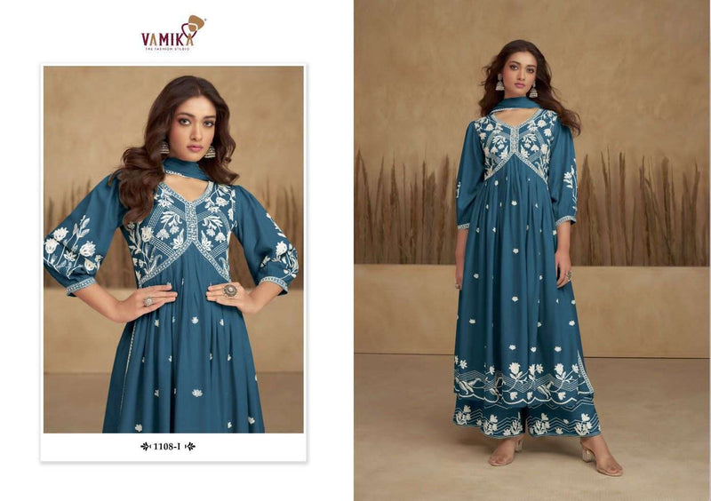 Vamika Aadhira Vol 6 Silver Rayon Lakhnawi Style Kurti With Plazzo