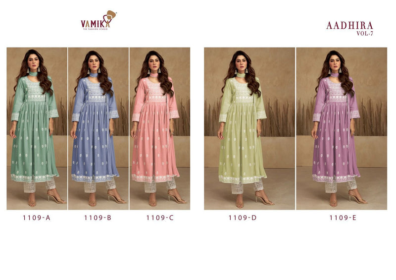 Vamika Aadhira Vol 7 Rayon Heavy Lakhnawi Embroidery Salwar Suit Collection