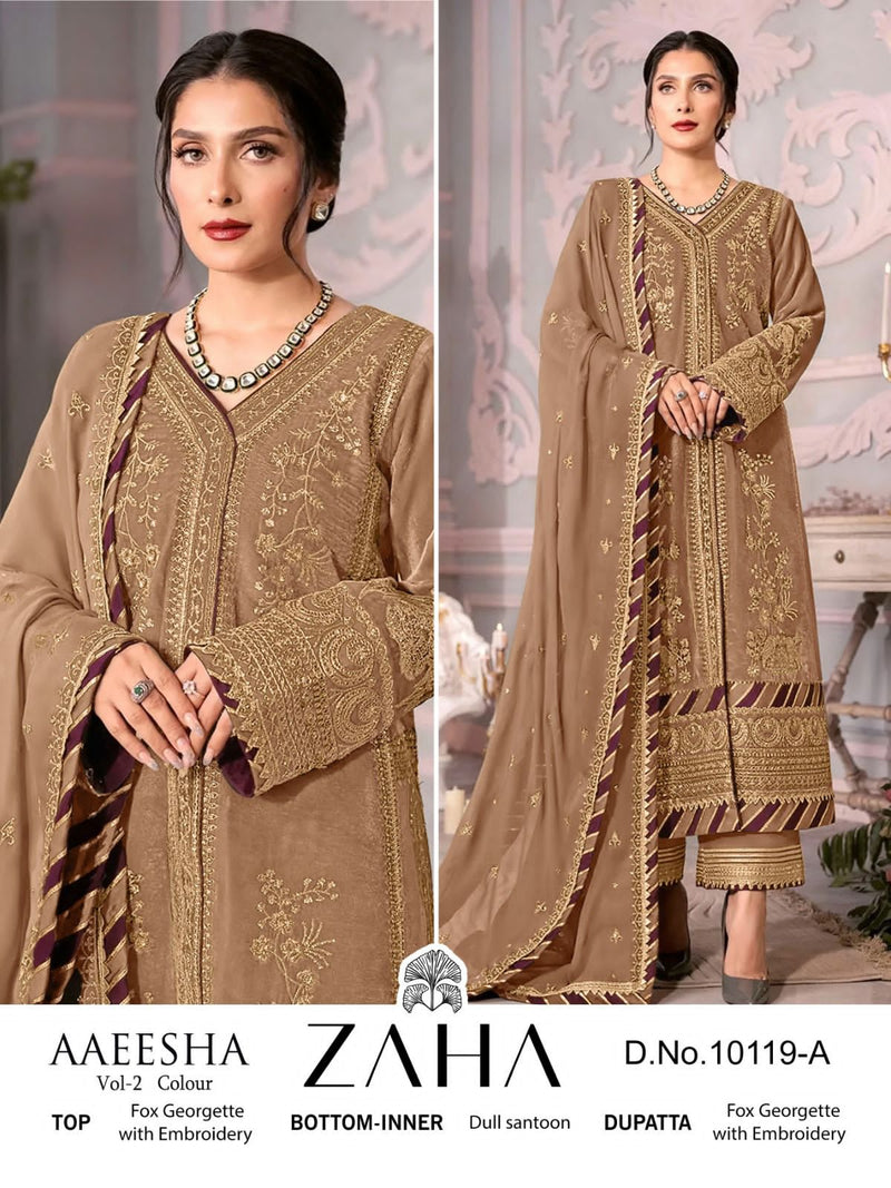 Zaha Aaeesha Vol 2 Georgette With Heavy Embroidered Pakistani Suits