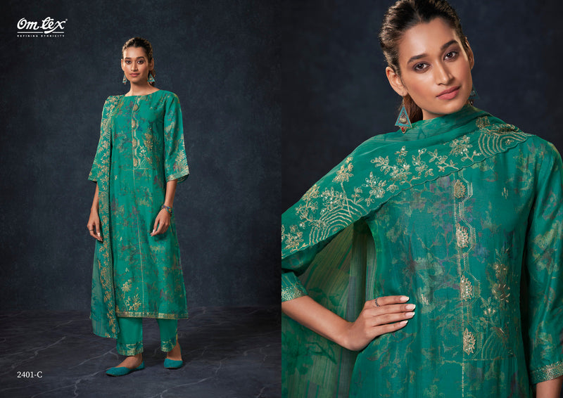 Omtex Aaloka Jacquard Digital Print With Work Heavy Salwar Suits