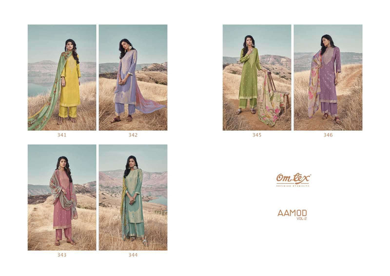 Omtex Aamod Muslin Jacquard Embroidery Designer Salwar Suits