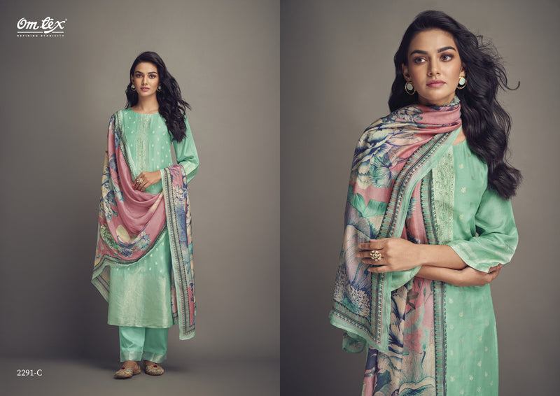 Omtex Aamod Vol 6 Muslin Jacquard With Heavy Hand Work Designer Salwar Suits