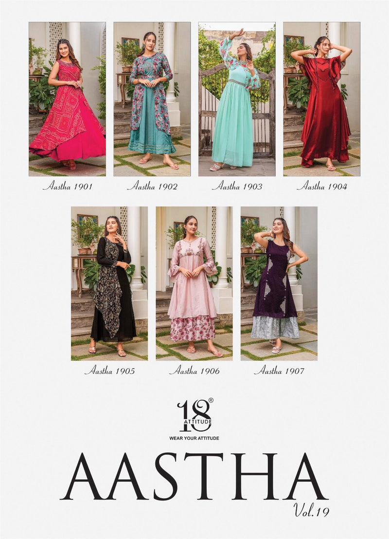 18 Attitude Aastha Vol 19 Viscose Georgette Exclusive Deasigner Party Wear Gowns