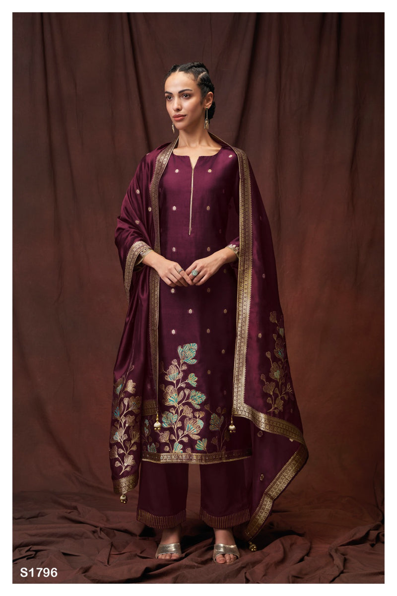 Ganga Abhisri 1796 Viscose Woven Silk Jacquard With Hand Work Designer Suits