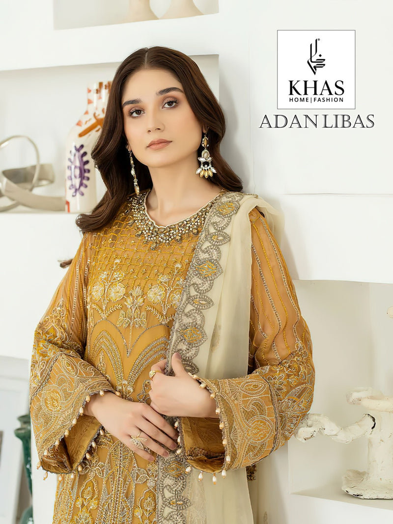 Khas Fashion Adan Libas Georgette Heavy Embroidery With Pakistani Suit Collection
