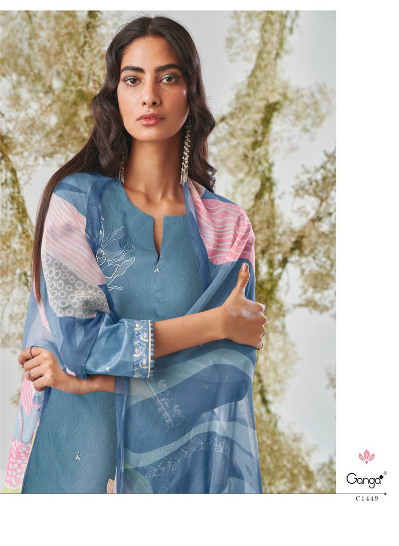 Ganga Adelia Cotton Printed With Hand Work Designer Salwar Suits
