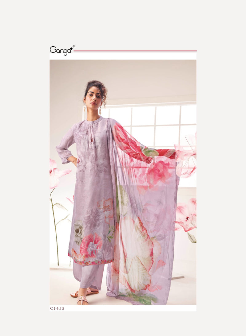 Ganga Adonis Linen Printed With Embroidery Designer Traditional Wear Suits