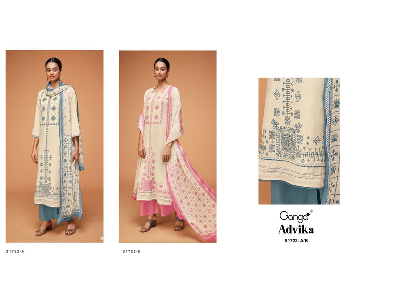 Ganga Advika 1722 Cotton With Fancy Swarovski Designer Work Suits