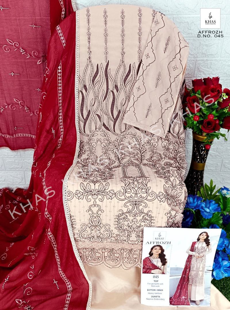 Khas Fashion Affrozh Georgette Heavy Embroidery Work Pakistani Salwar Kameez