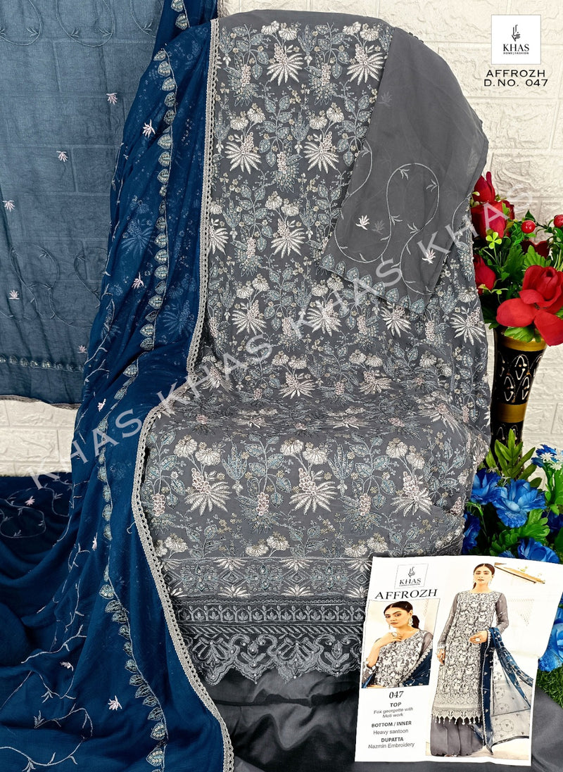 Khas Fashion Affrozh Georgette Heavy Embroidery Work Pakistani Salwar Kameez