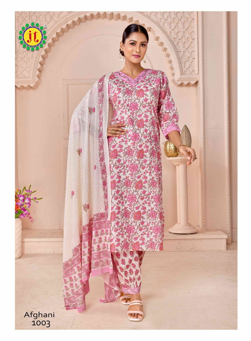 Jt Afghani Cotton With Hand Work Readymade Suit Collection