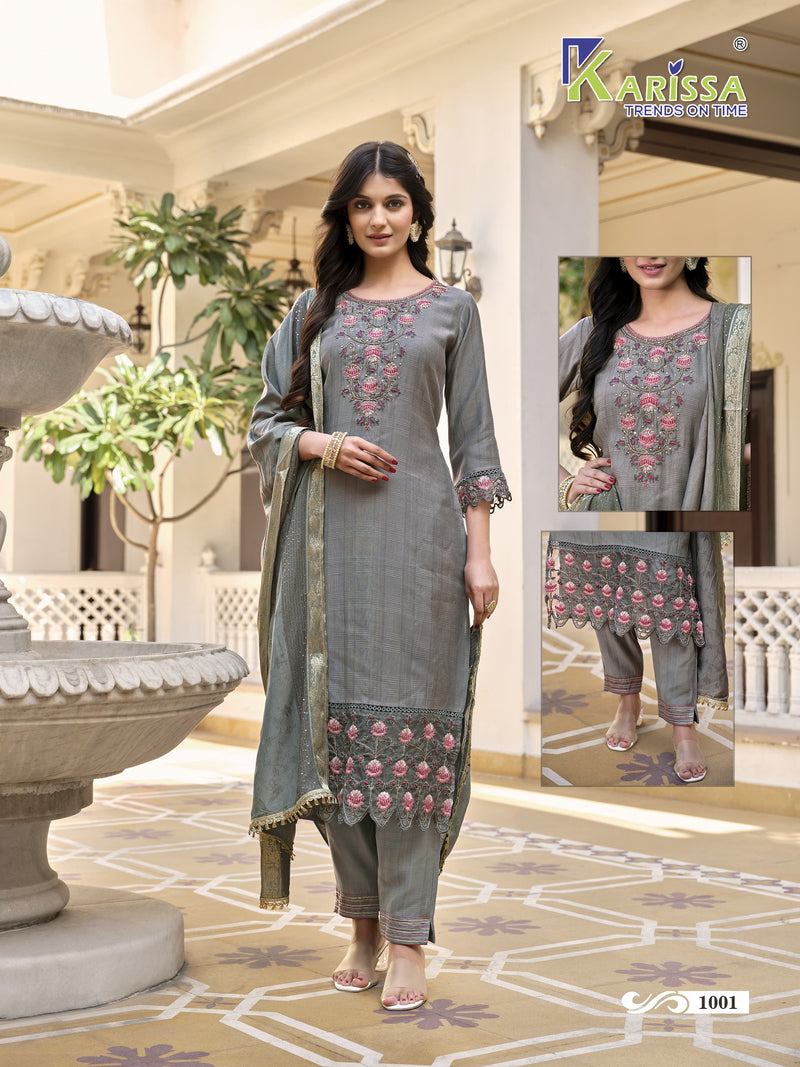 Karissa Afreen Viscose Silk With Beautiful Hand Work Designer Ready Made Suits