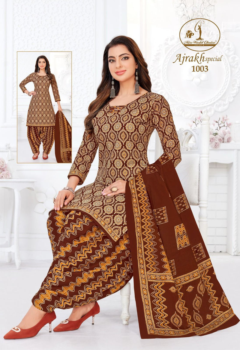 Miss World Choice Ajrakh Special Vol 1 Cotton Printed Patiyala Suit Collection