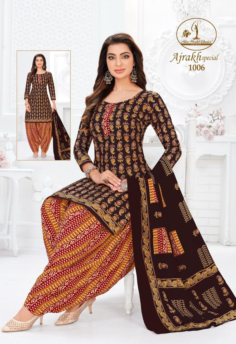 Miss World Choice Ajrakh Special Vol 1 Cotton Printed Patiyala Suit Collection