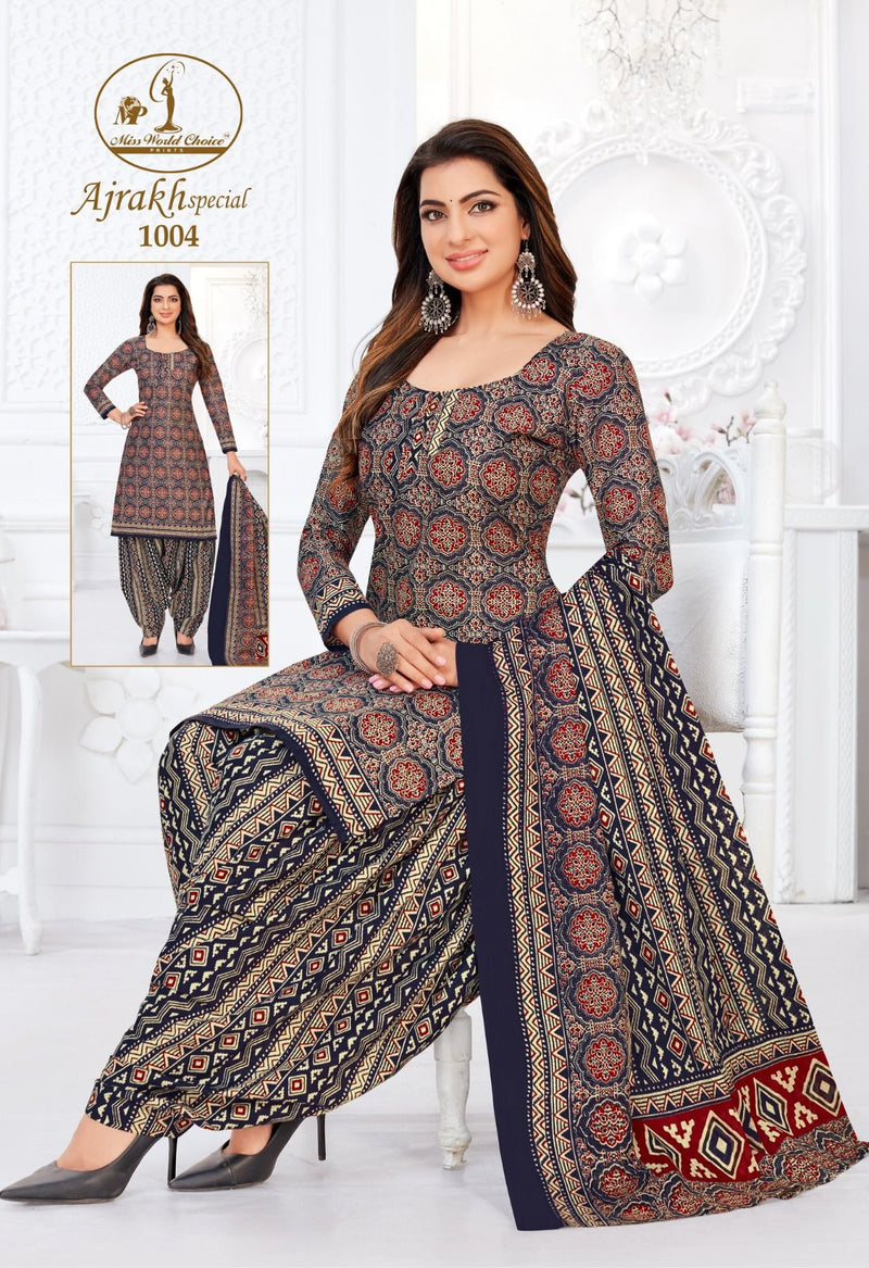 Miss World Choice Ajrakh Special Vol 1 Cotton Printed Patiyala Suit Collection