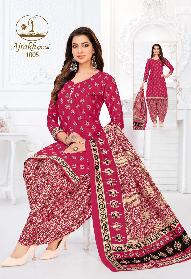 Miss World Choice Ajrakh Special Vol 1 Cotton Printed Patiyala Suit Collection