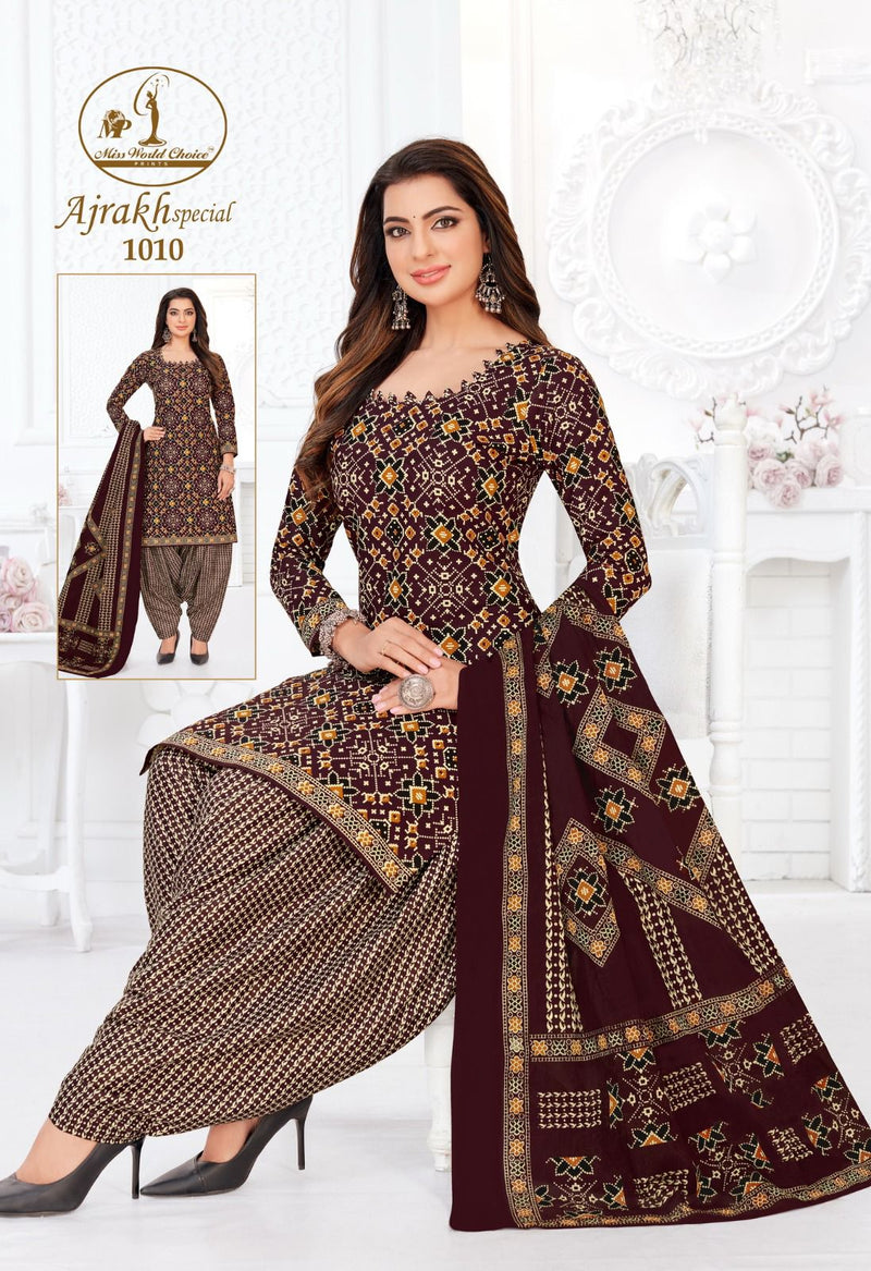 Miss World Choice Ajrakh Special Vol 1 Cotton Printed Patiyala Suit Collection