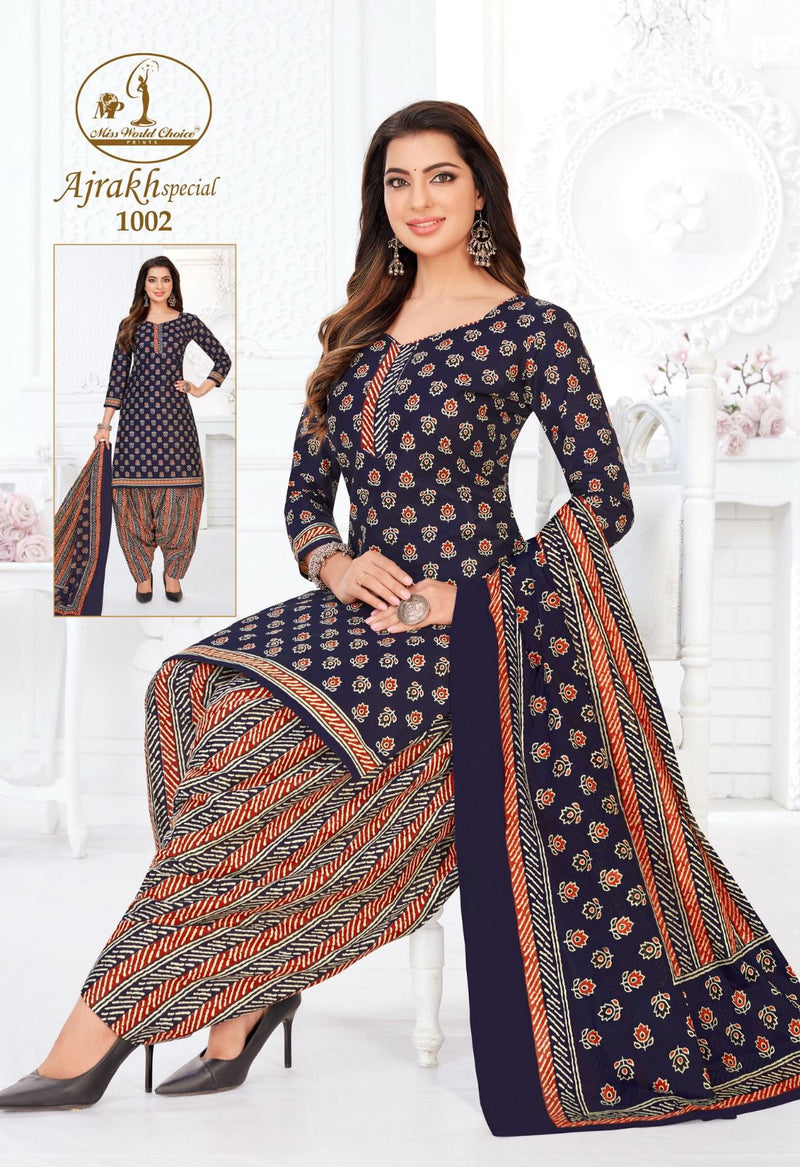 Miss World Choice Ajrakh Special Vol 1 Cotton Printed Patiyala Suit Collection