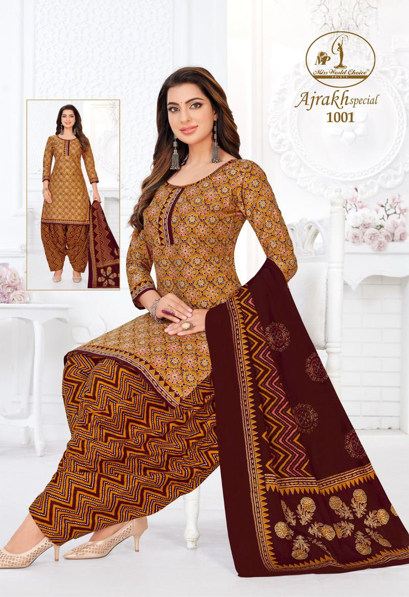 Miss World Choice Ajrakh Special Vol 1 Cotton Printed Patiyala Suit Collection