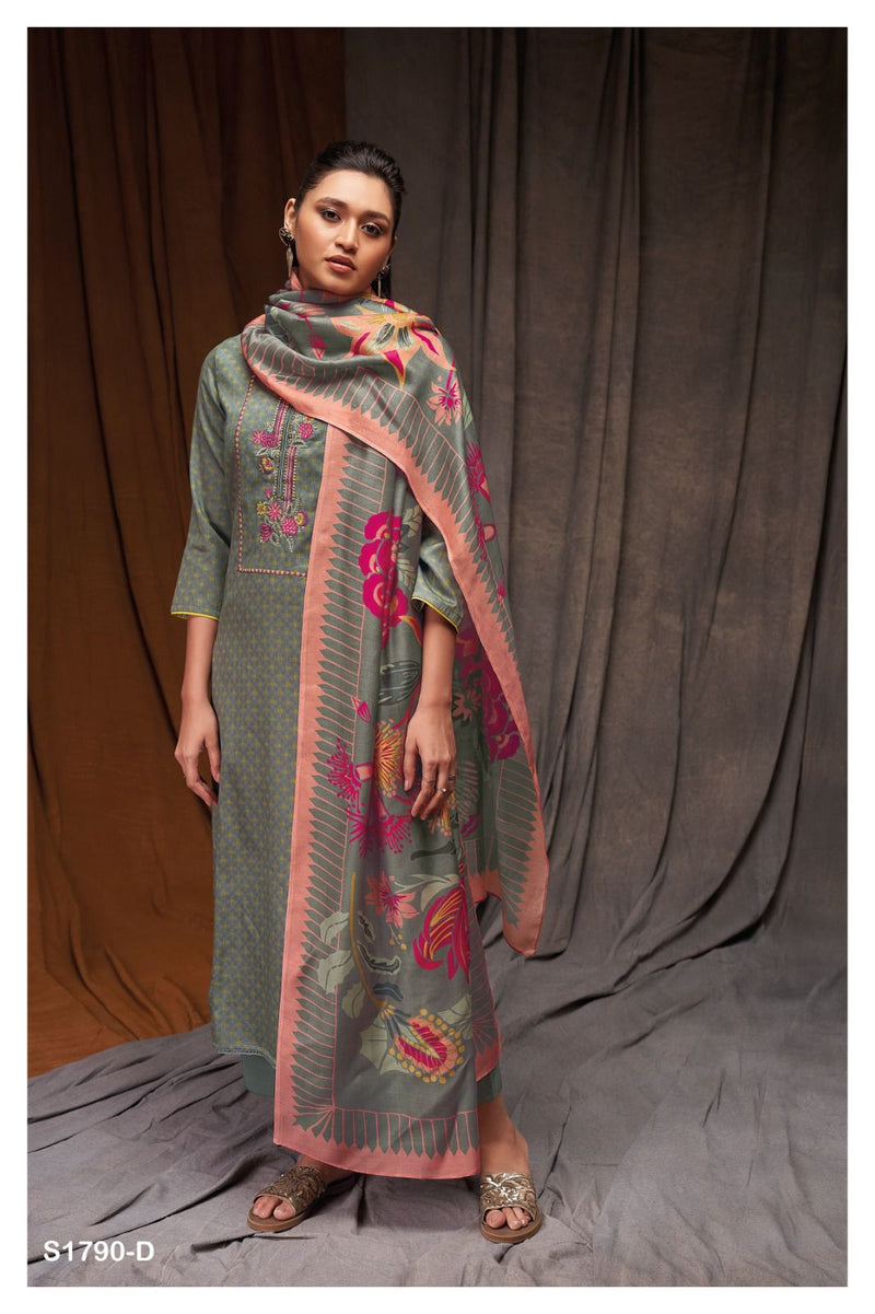Ganga Alexa 1790 Cotton Silk Printed With Embroidery Designer Fancy Suits
