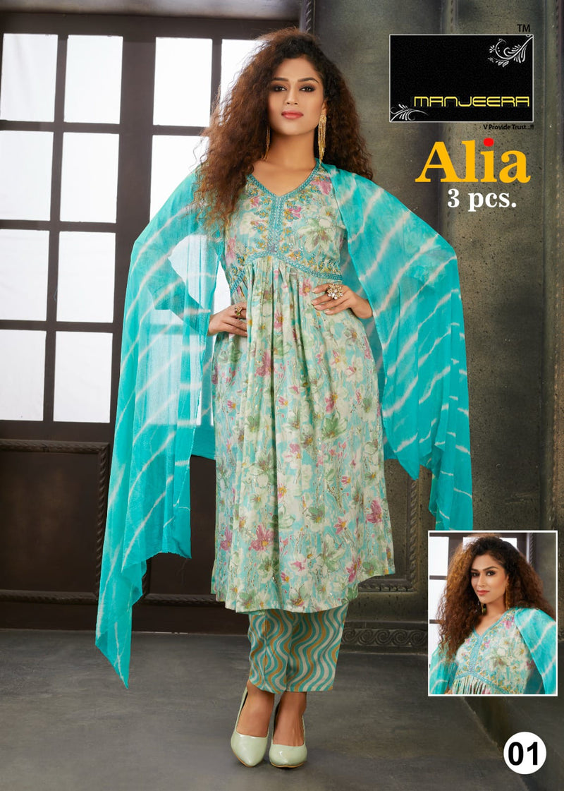 Manjeera Fashion Alia Capsul Print Alia Cut Style Kurti Combo Set