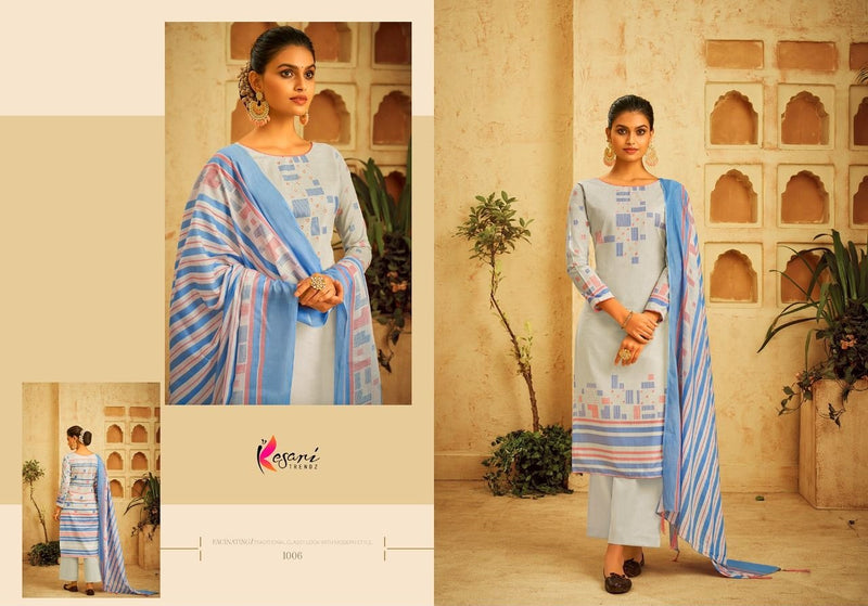 Kesari Trendz Alisa Printed Lawn Cotton With Fancy Work Suits