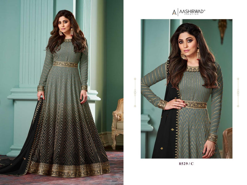 Aashirwad Creation Alizza Shaded Georgette With Heavy Designer Ready Made Gown Suits